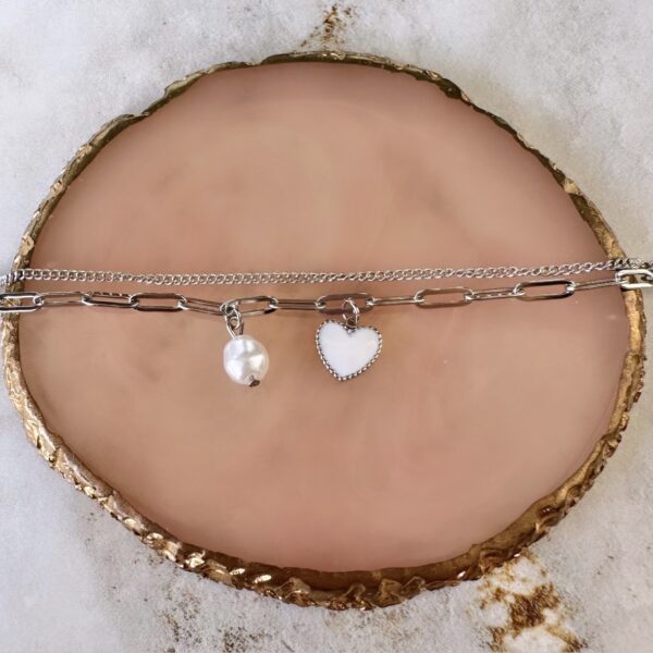 Bracciale heart pearl